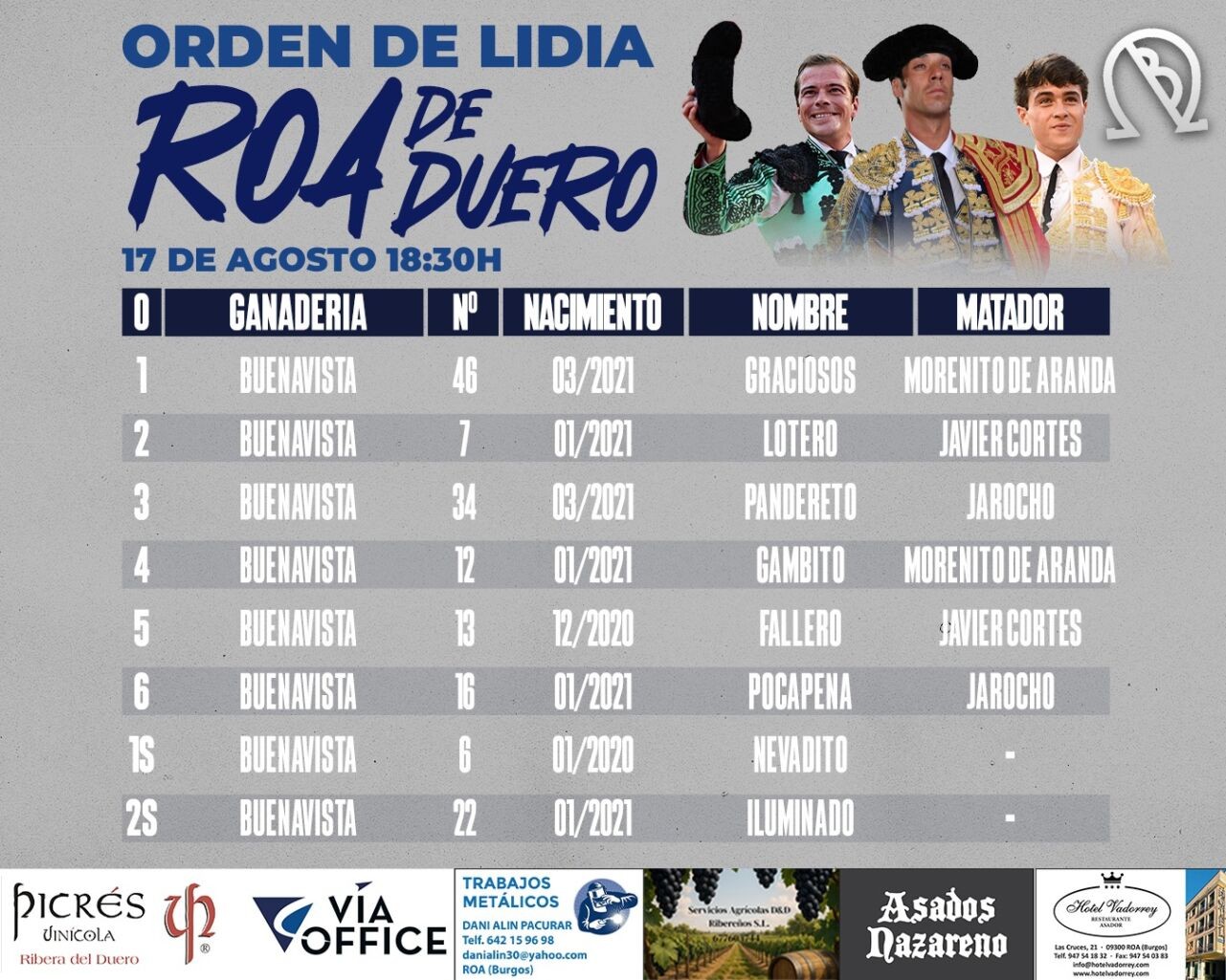 SORTEADOS LOS TOROS DE BUENAVISTA